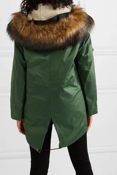 burberry faux fur-trimmed shell hooded parka|Burberry cashmere jacket.